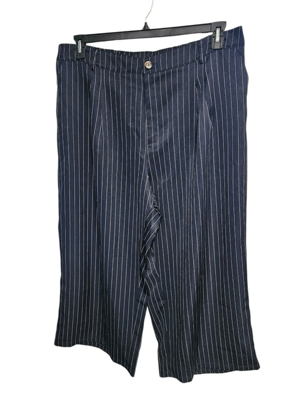 BloomChic Navy Pinstripe Wide-Leg Trousers